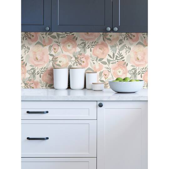 NuWallpaper Rose Peachy Keen Peel & Stick Wallpaper